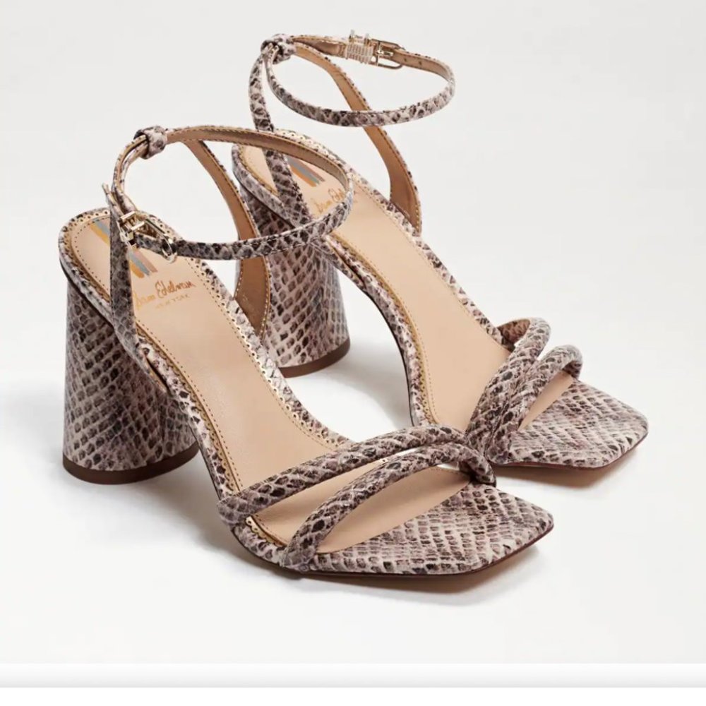 SAM EDELMAN KIA BLOCK HEEL SANDAL IN Roccia Mamba SNAKESKIN SIZE 9